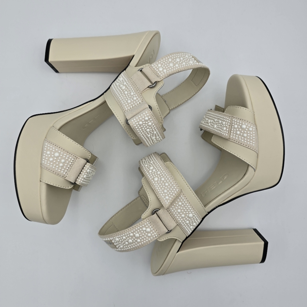 NWOT Karl Lagerfeld Paris Alessia Pearl Platform Sandals, Women's 10 - Picture 16 of 16